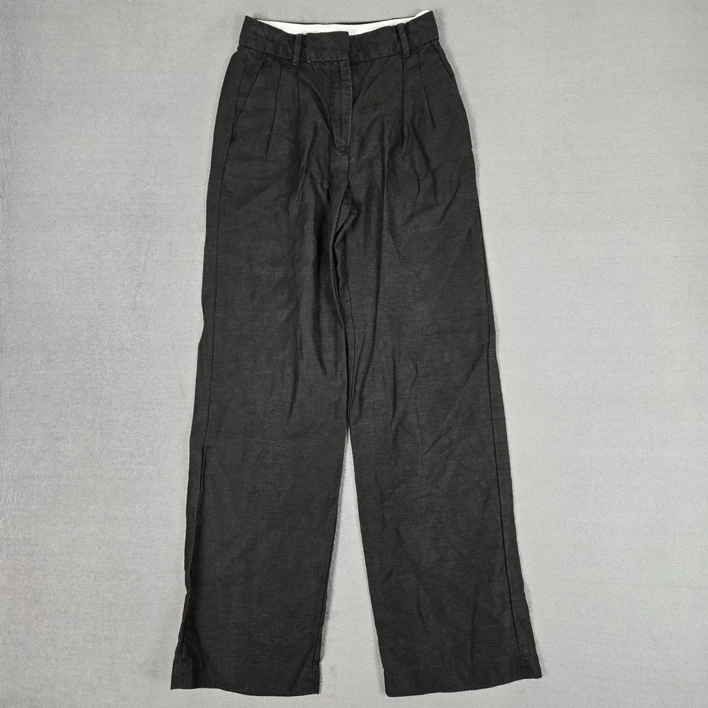 Wilfred Pants Women 2 Black The Effortless Pant Pleated High Rise Linen Wide-Leg
